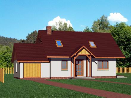 projekt domu Domek Prosty + G szkielet drewniany